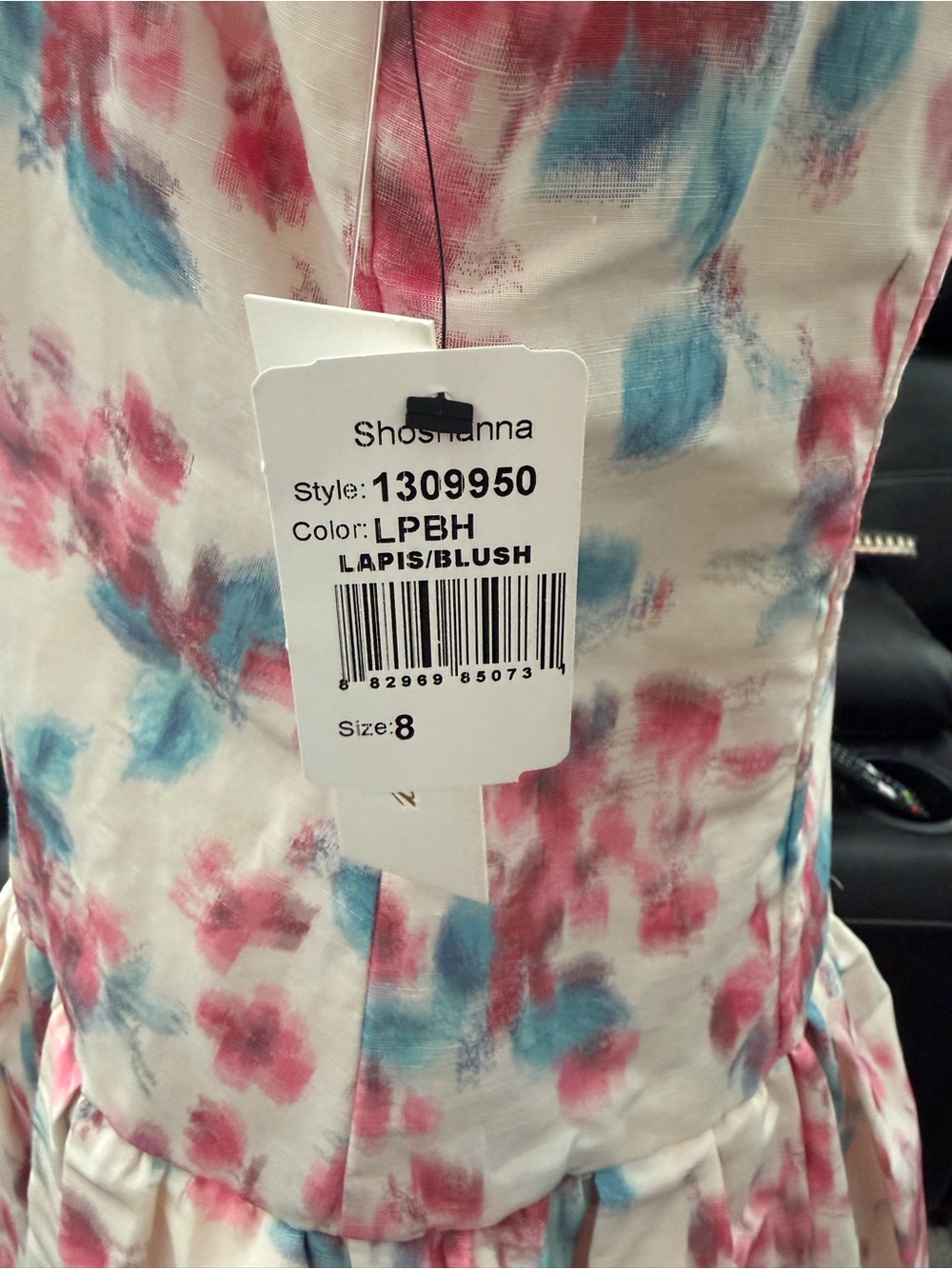 Shoshanna Cream Dress with Blush & Lapis Floral Print - Picture 2 of 5